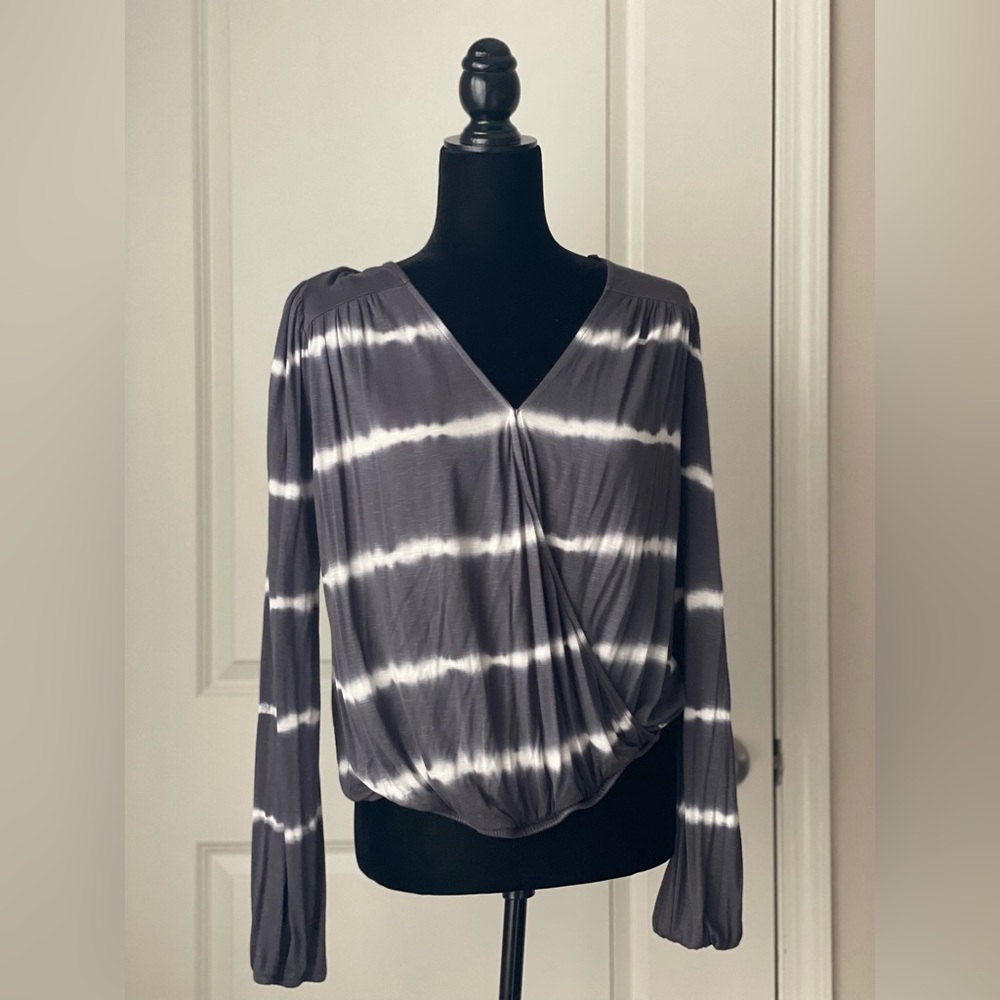 Gray and white blouse